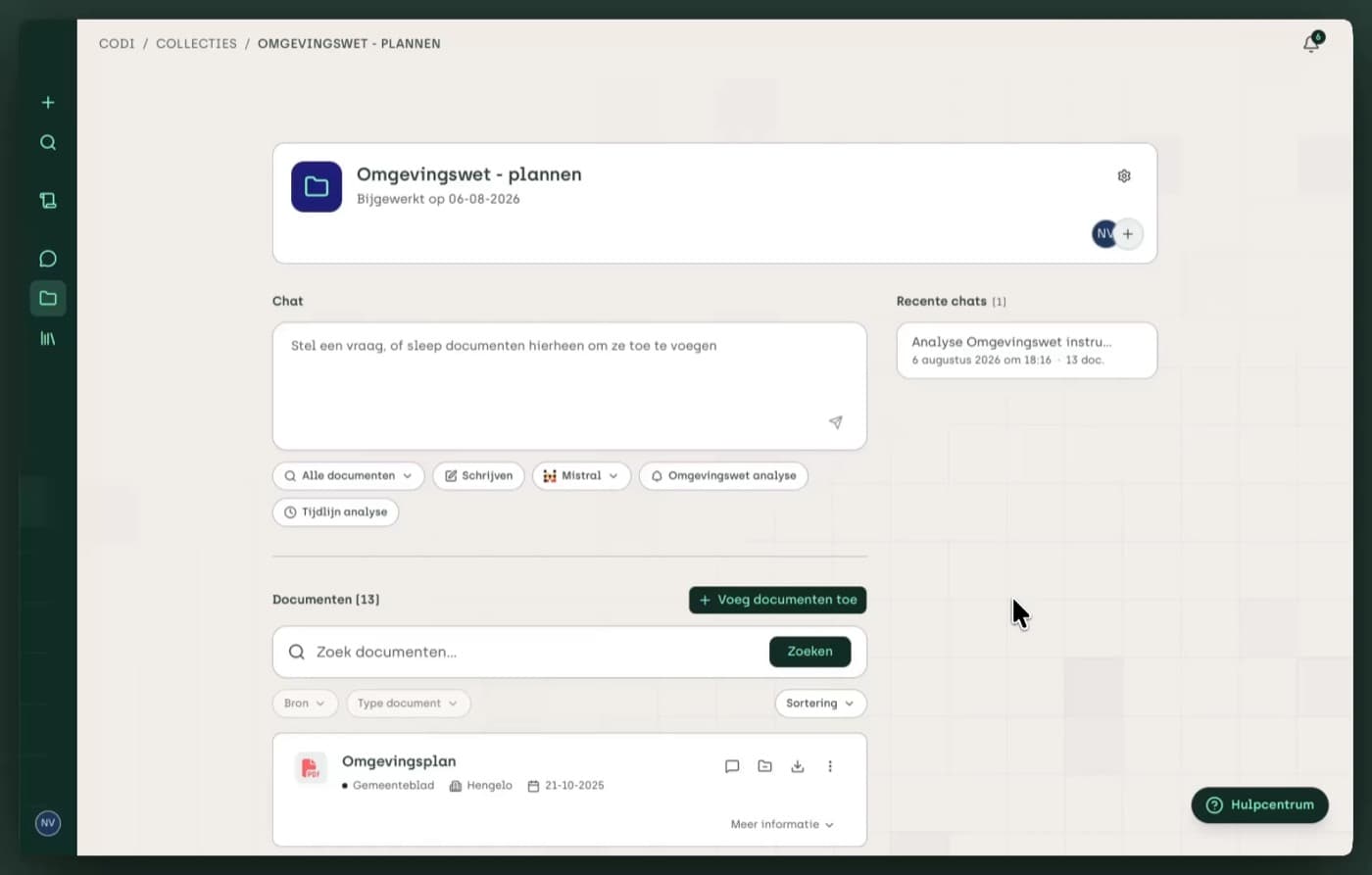 De modules van Codi voor verschillende beleidsdomeinen