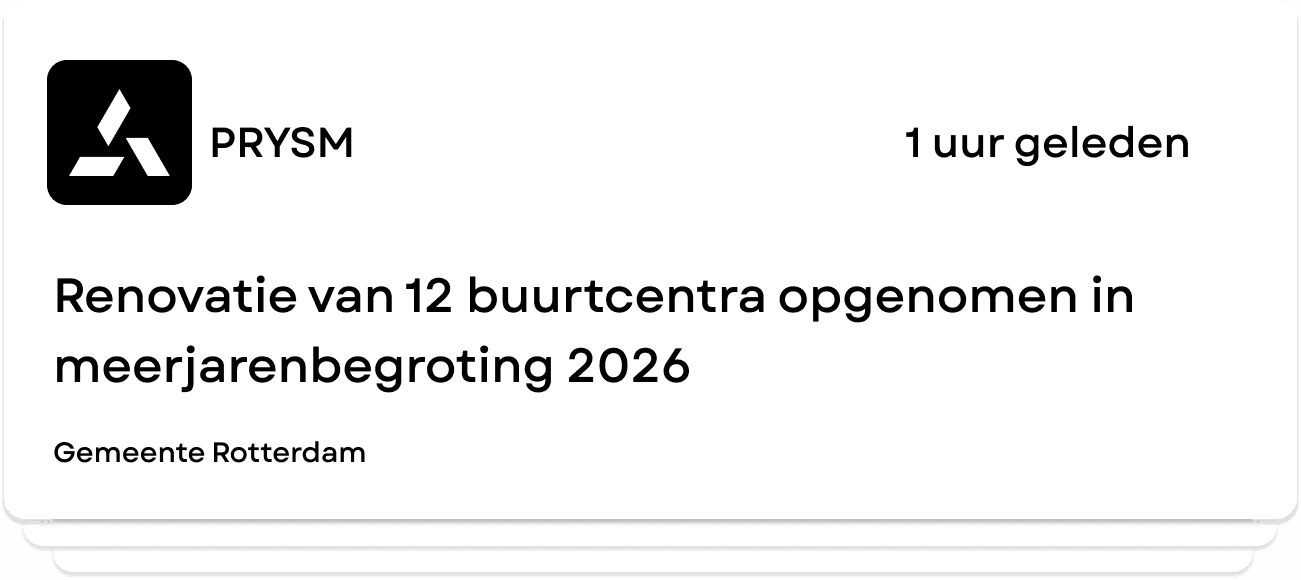 Een melding in PRYSM over een begrotingspost bij een gemeente
